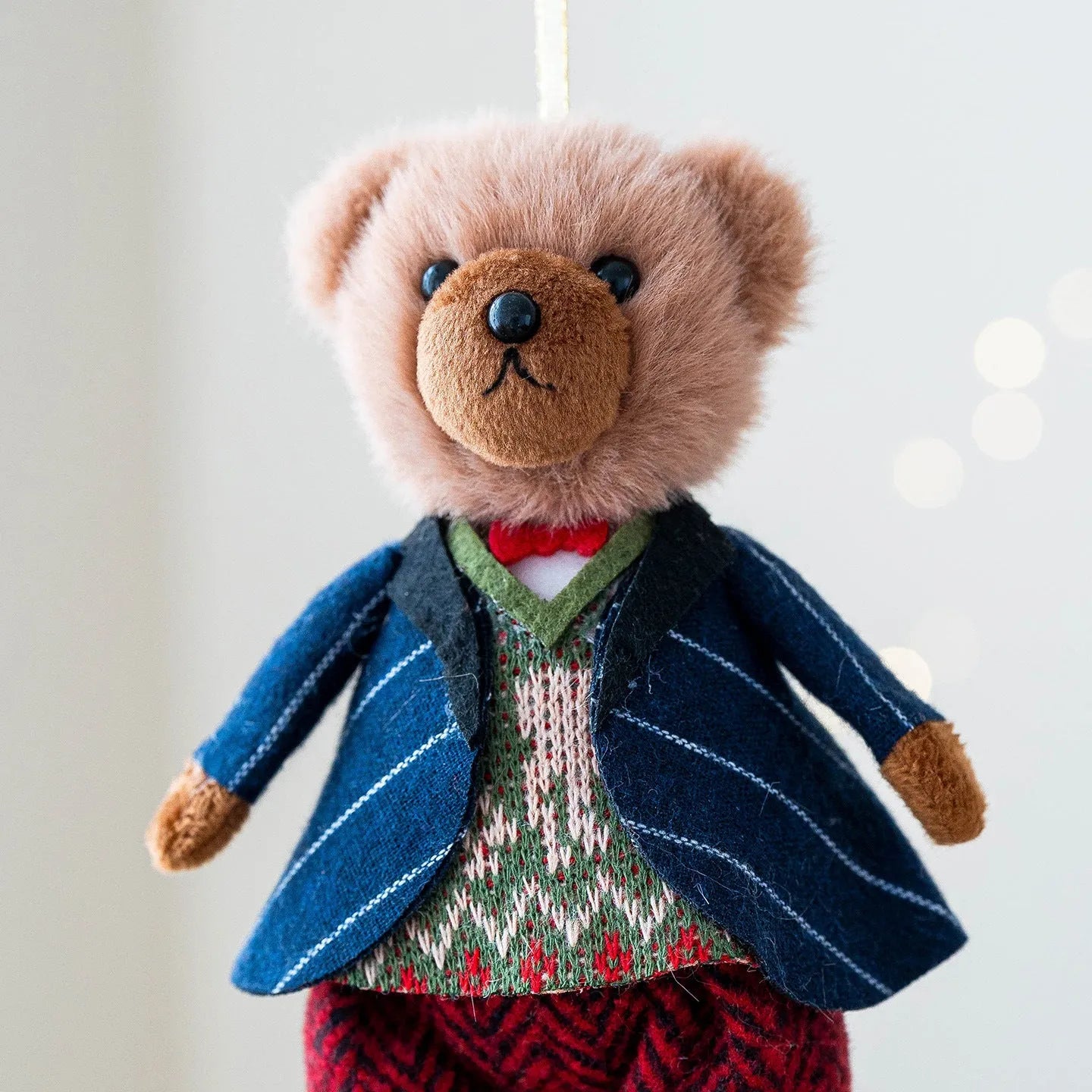 Cotton plaid fabric plush bear dolls in gentleman and princess bear cartoon designs