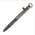 Solid brass hexagonal bolt action tactical pen in vintage brass and retro black colours.