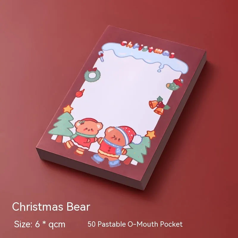 Cartoon Christmas sticky notes book with festive holiday designs