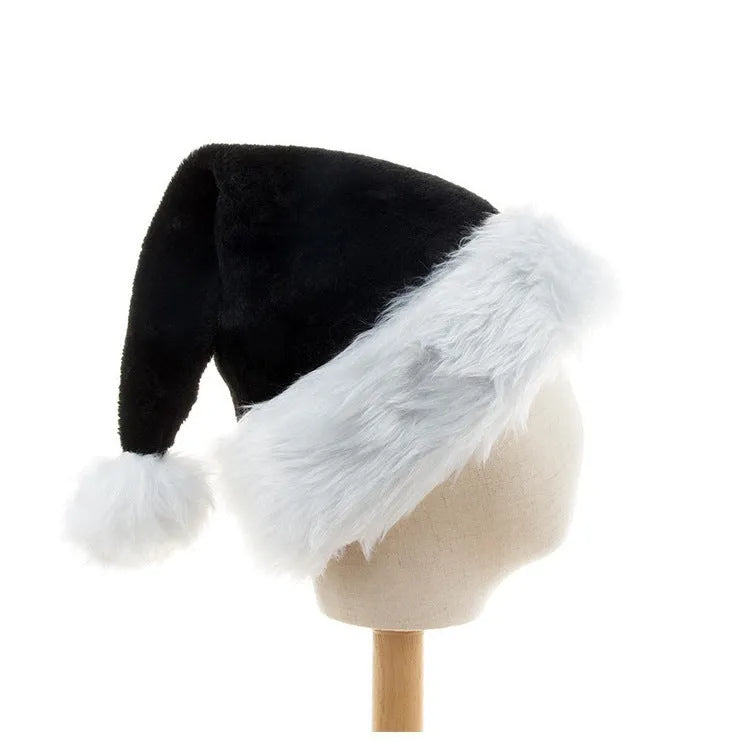 Polyester thickened plush Christmas hat in red and black, 56x30 cm, European classical style