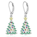 Christmas tree earrings for women in star shape with white gold colour finish