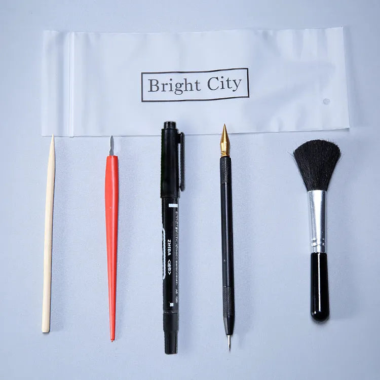 Scratch painting art tools set with 14.5 cm long implements for card paper projects