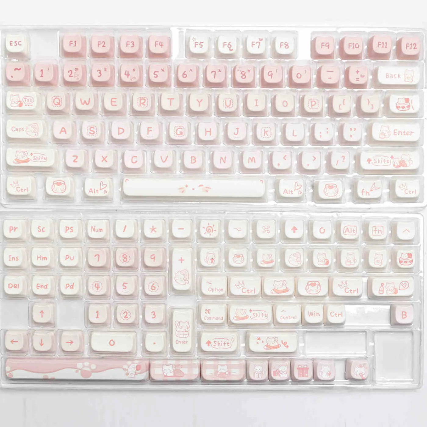 Full set of PBT sublimation keycaps for mechanical keyboards showing vibrant colours and 98+ key coverage