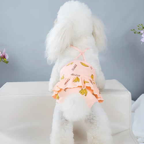 Washable cotton female dog menstrual safety pants in blue, side view on white background