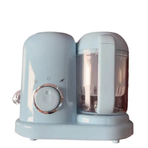Baby food processor with steamer and blender functions in green colour with dual mixing blades