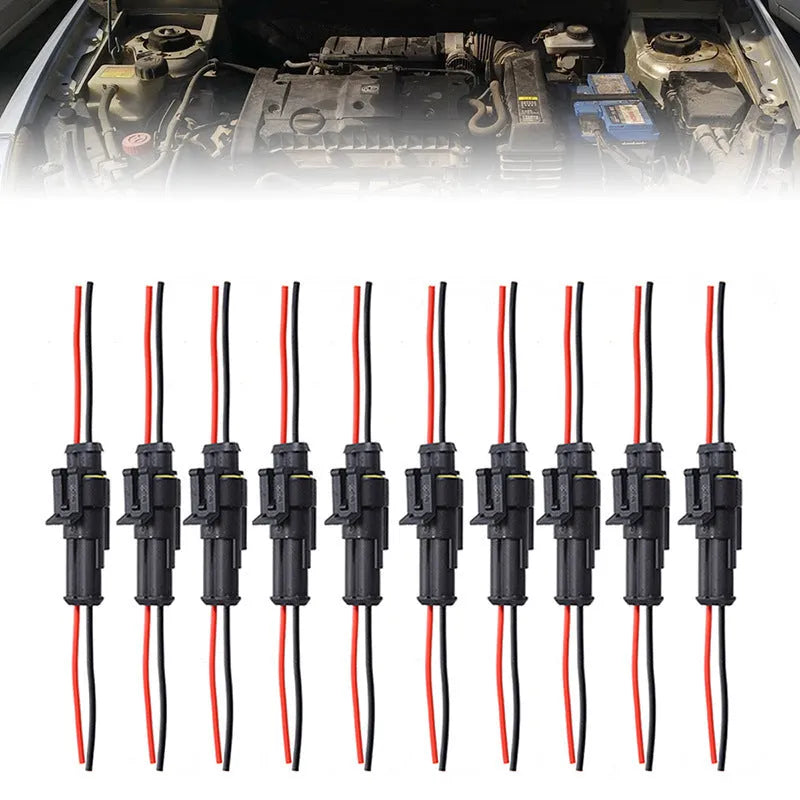 2 pin waterproof car wire connector plug socket with 7cm cable, black