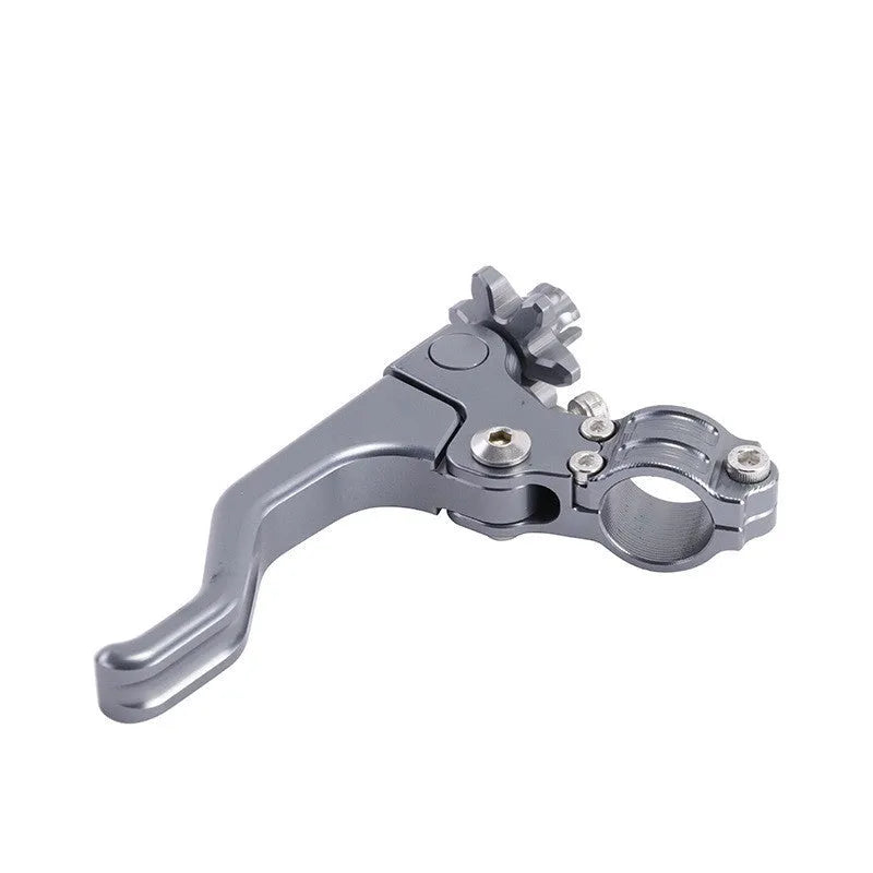 Set of two finger motorcycle clutch levers in aluminium alloy shown in multiple colour options including red, blue, and black.