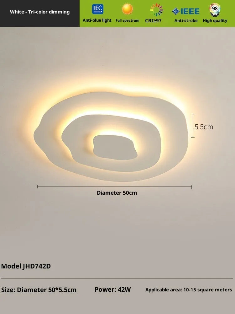 50cm LED ceiling light for bedroom with acrylic lampshade and iron body, modern simple flush mount