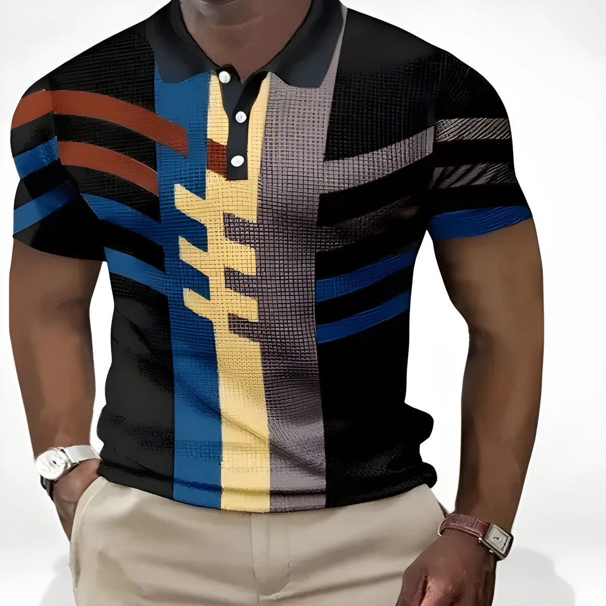 Men's retro short sleeve loose top in polyester, sizes S to 5XL, casual summer shirt