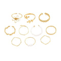 Openwork floral ring set with glossy electroplated finish in gold colour