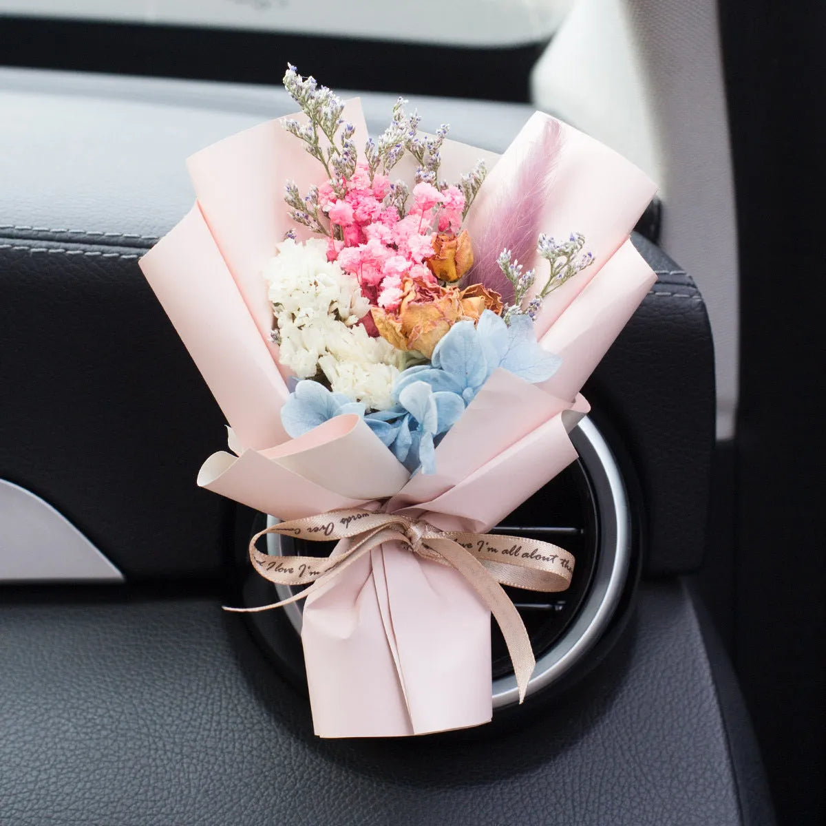 Handmade dried flower car vent air freshener ornament with essential oil fragrance slices