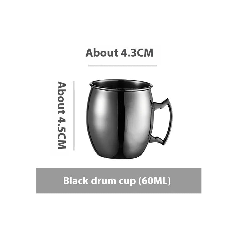 Stainless steel Moscow Mule cup with copper-plated finish in silver, gold, rose gold or black colour options