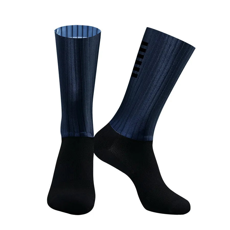 A pair of breathable athletic sports socks for cycling and running, available in six colours.