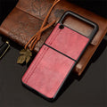 Cow Pattern Car Thread PC leather phone case for Samsung Galaxy Z Flip 3 5G in black back cover style