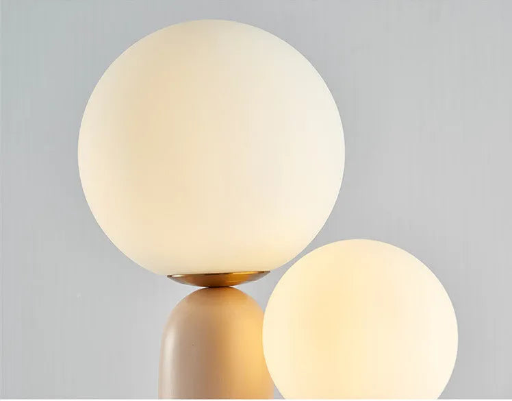 Pink double-head resin table lamp with glass, G9 light source, 49cm high, for bedside or study use