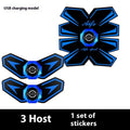Eight-piece abdominal waist reduction massage patch set in PU leather and silicone on a white background.