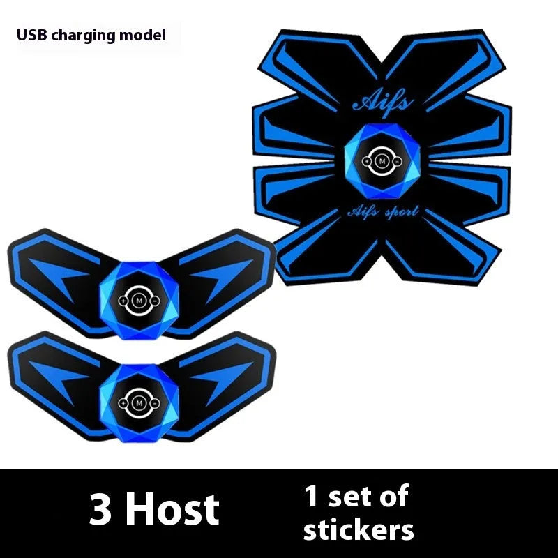 Eight-piece abdominal waist reduction massage patch set in PU leather and silicone on a white background.