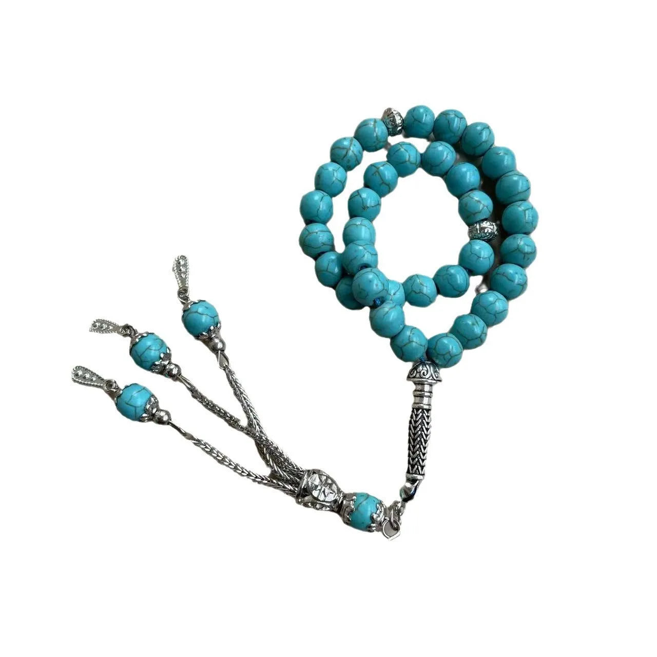 Sky blue Muslim prayer bracelet with 8mm stone beads for daily worship counting