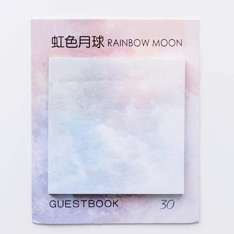 Square planet sticky notes notepad with oil painting designs of celestial bodies including moon and earth patterns