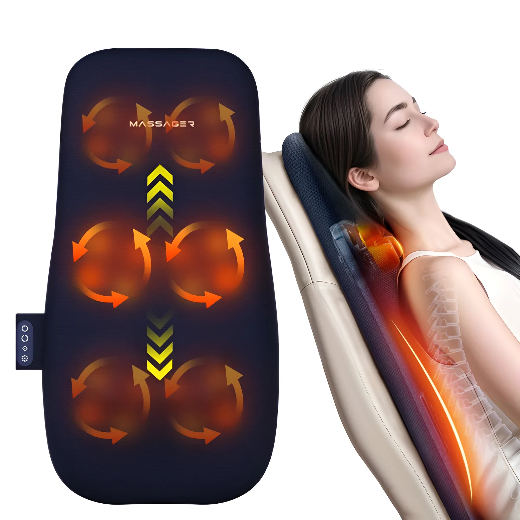 Walking massage lumbar support pillow with heat therapy and auto timer