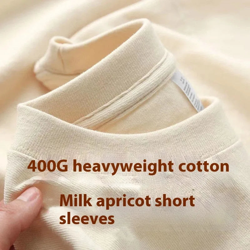 Plus size men's oversized solid colour cotton T-shirt in Ivory White with loose fit and short sleeves
