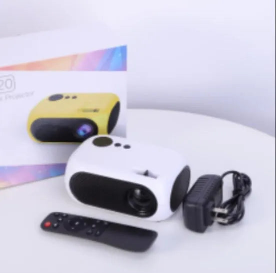 M24 micro mini portable projector in gold or white with UK, US, and EU plug options