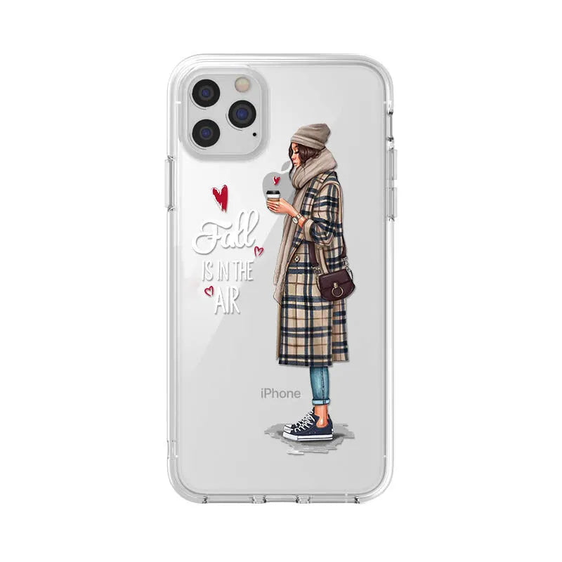 Ladies TPU phone case with painted Europe and America style, back cover protector for iPhone and selected Huawei Samsung models