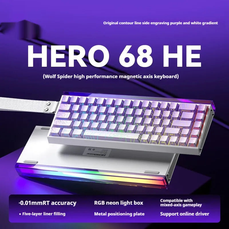 Magnetic axis mechanical keyboard with RGB lighting and engraved side designs