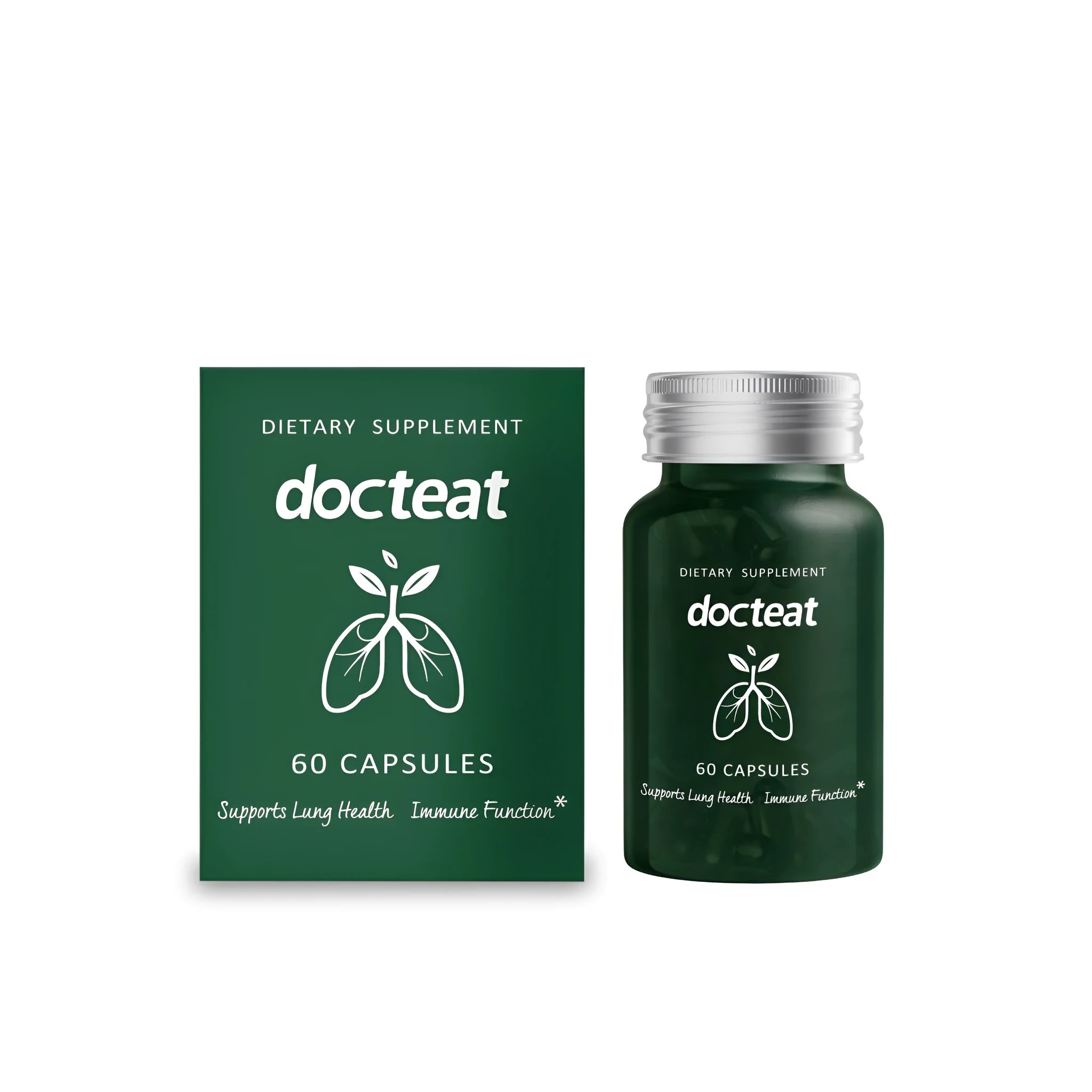 Bottle of herbal dietary supplement capsules with verbena, elderberry, and pine bark extracts, 60 count