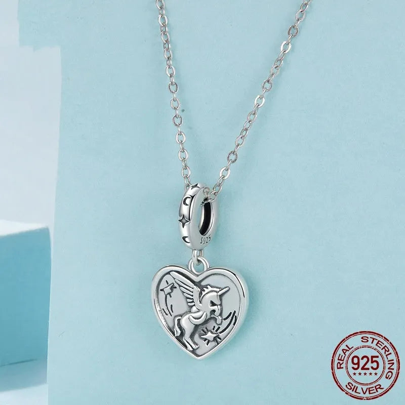 S925 sterling silver love heart bead with pearlescent finish, 2.3cm high, 1.3cm wide, 0.45cm aperture