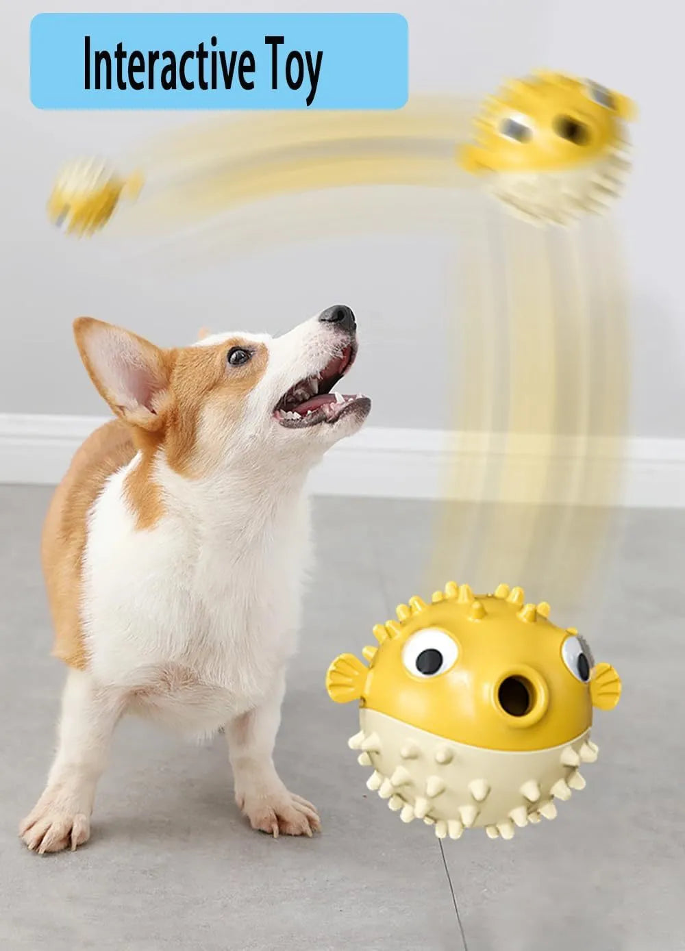 Green fish-shaped interactive dog chew toy with textured surface for treat dispensing and teeth cleaning.