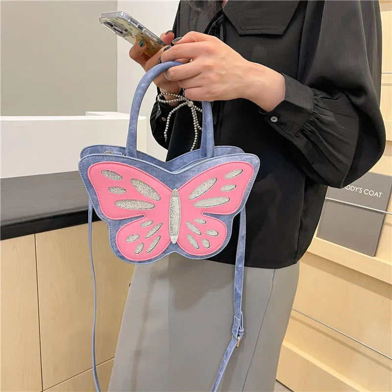 A white square crossbody bag for women with contrast colour details, showing its compact size and casual style.