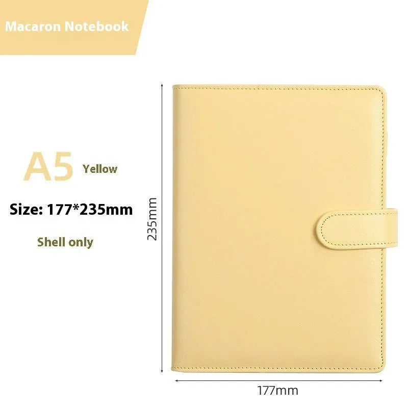 A5 PU leather zipper binder notebook shell in a solid colour.