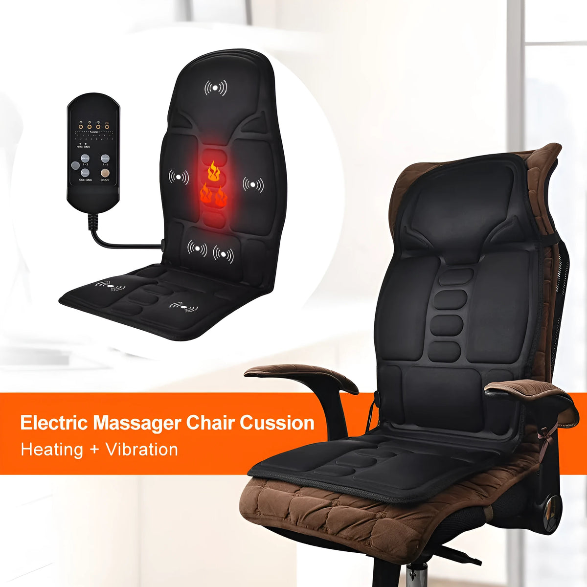 Black electric cervical kneading instrument with wireless remote control and international power standards