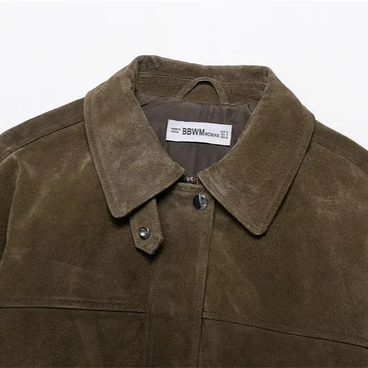 Women's PU fabric casual jacket in picture colour with regular fit Japanese Korean style