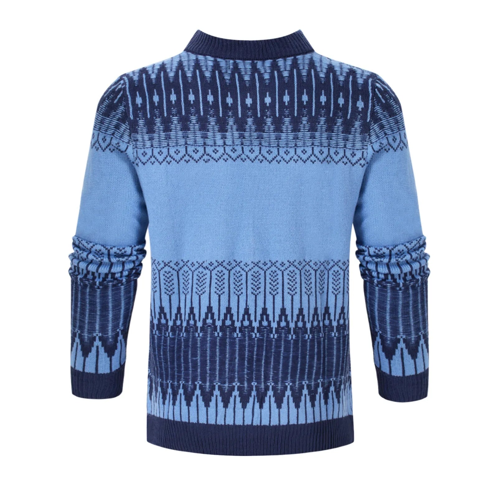 Men's knitted long-sleeve pullover sweater in a selection of styles and sizes.