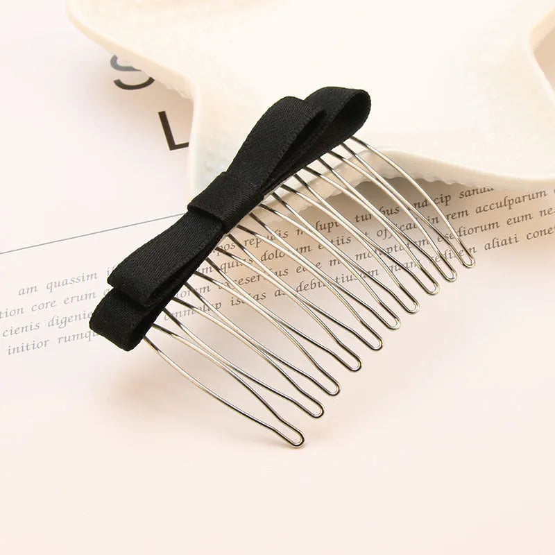 Retro bow hair comb with inlaid crystal decoration, available in six colours and two size options