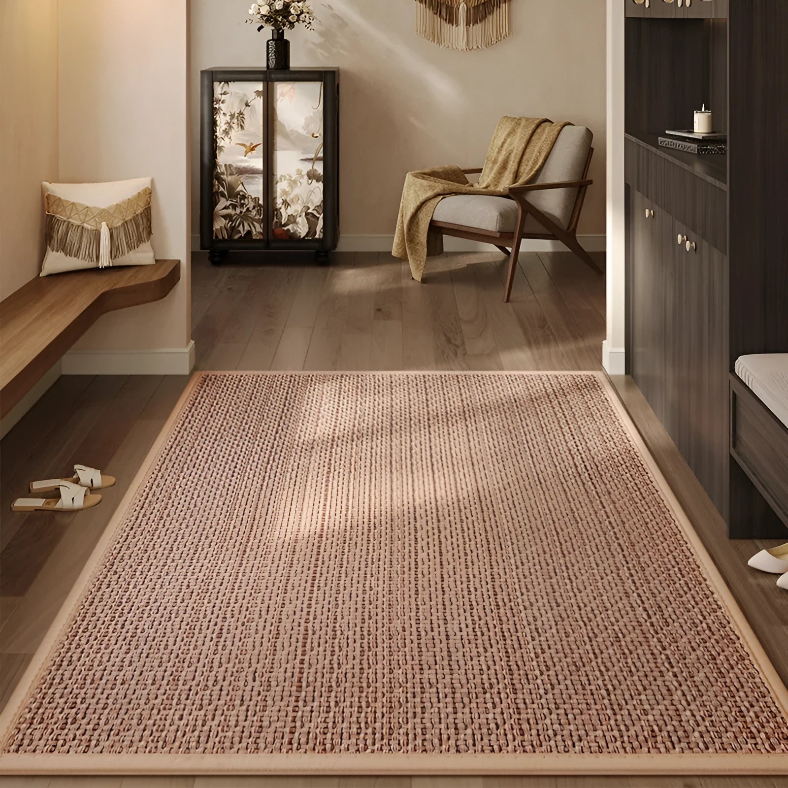 Linen floor mat 60x90cm solid colour doormat interlocking gray option for entrance