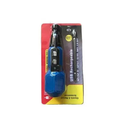 Alloy steel straight handle electric screwdriver with 36V lithium battery in black or blue colour