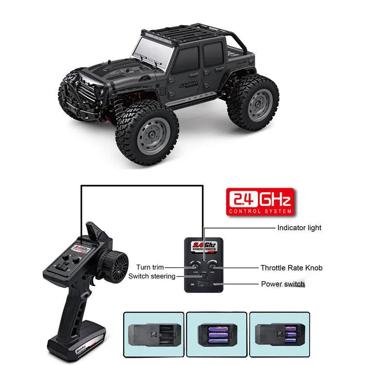 1:16 scale Jeep remote control toy car in white or black plastic with handle-style wireless controller