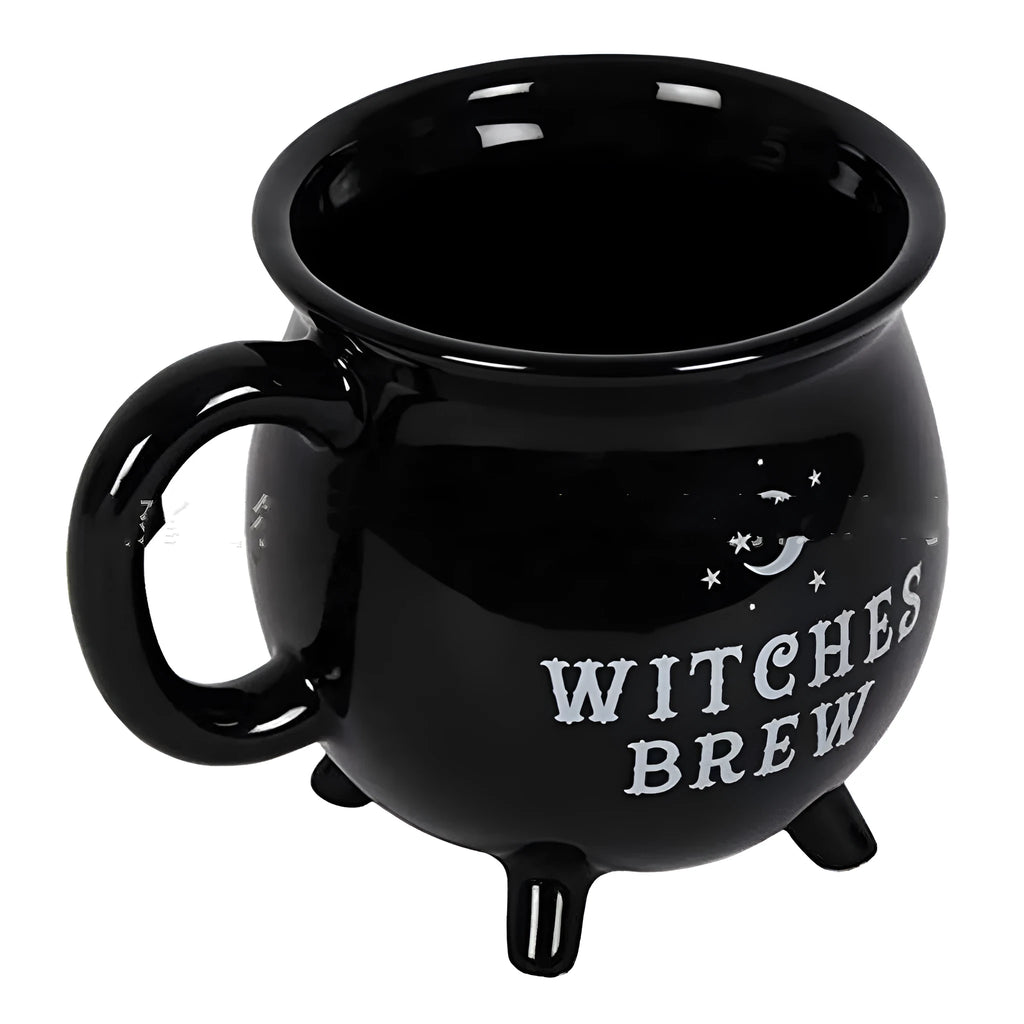Black ceramic witch coffee mug with cartoon pattern, porcelain cup, 301-400ml capacity, Halloween themed drinkware