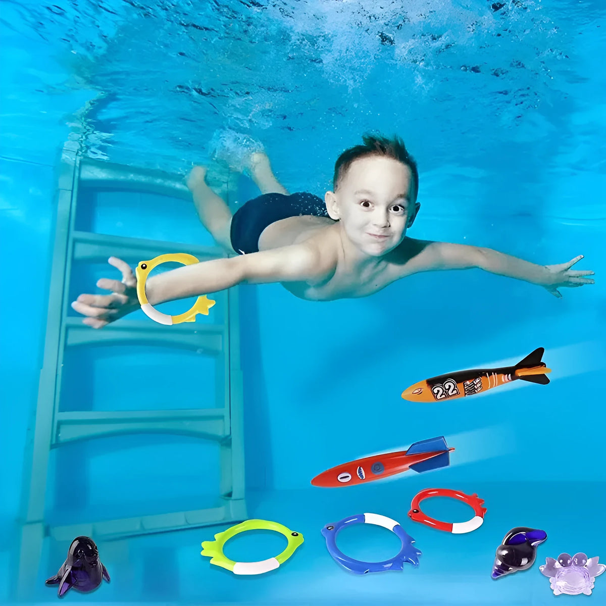 20-pack plastic diving toys in assorted colours for children's swimming pool treasure hunting play