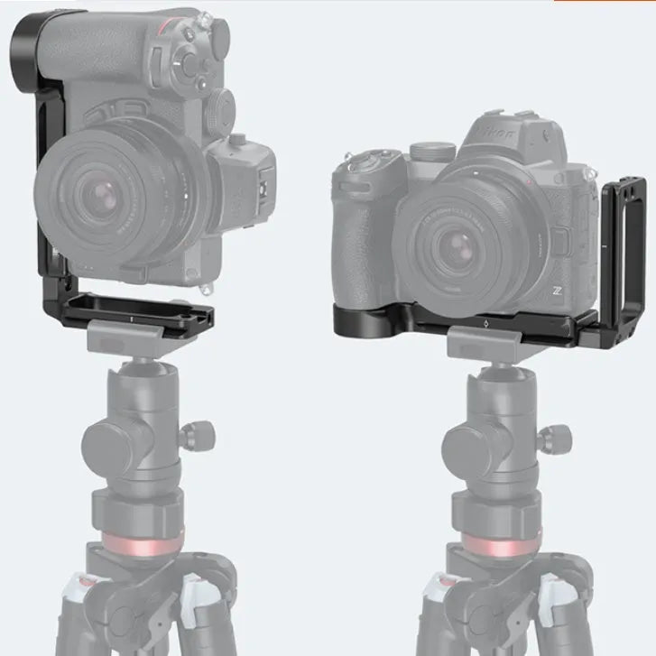 L-shaped aluminium alloy camera bracket in black for Nikon Z series with wrench included