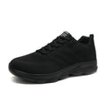 Women's breathable mesh running shoes with Flyknit upper, round toe, flat heel, in black pink colour