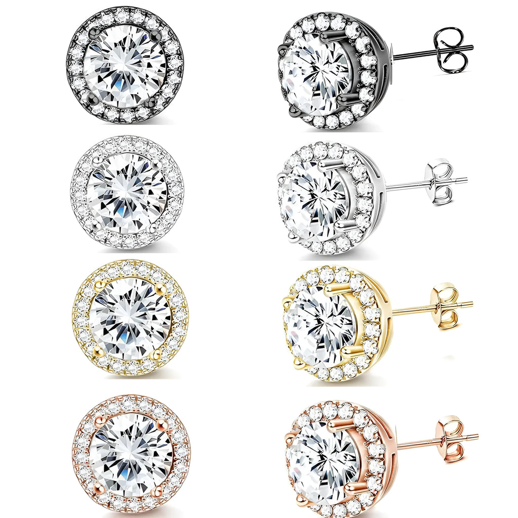 Real gold stainless steel earrings 8mm geometric stud in gold colour
