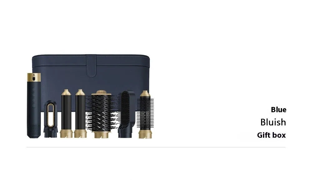 6-in-1 hot air styling comb with leather case for curling and straightening hair