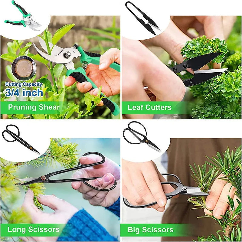 24-piece stainless steel bonsai tool set for potted plant pruning and maintenance