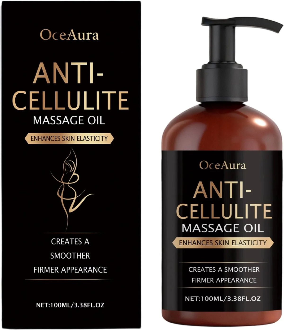 100ml anti-cellulite massage oil bottle with glycerin, castor oil, vitamin E, eucalyptus, lemon and grapefruit oils