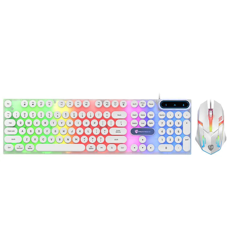 Wired USB keyboard and mouse set for desktop computer in black or white with silicone material and 1.5m cable