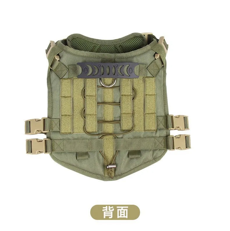 Black Oxford cloth tactical dog harness chest and back design with D-ring for walking and training